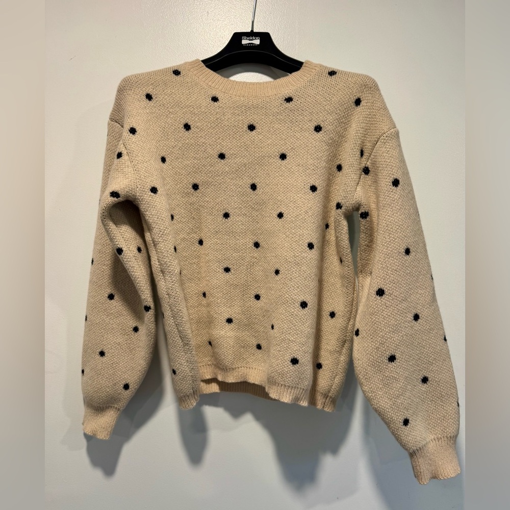 Cream Polka Dot Knit Sweater